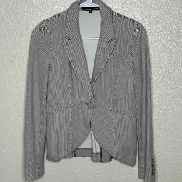 Amanda & Chelsea Pinstripe Blazer - Gray and White Small - Picture 1 of 5